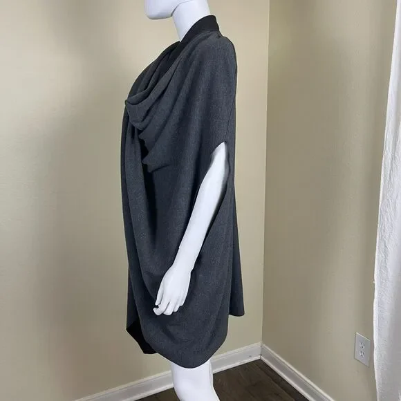 Zara Women Size M Gray Asymmetric Wool Cape Poncho Wrap Kimono Modern Minimalist - Picture 10 of 15